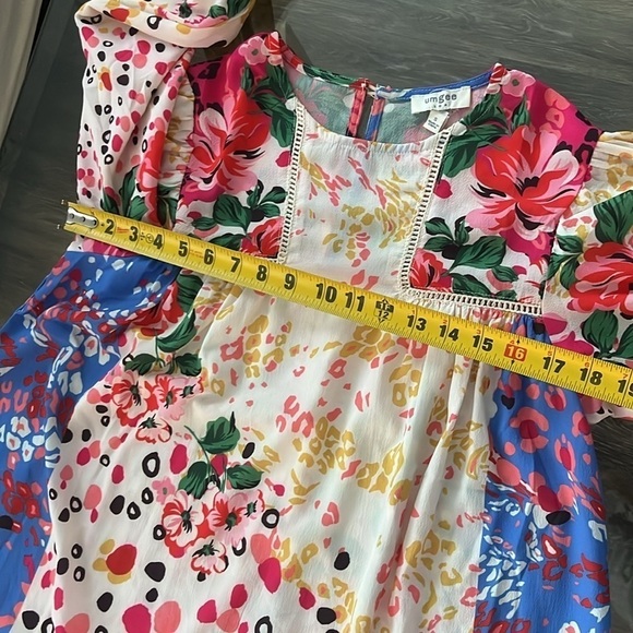Umgee Mixed Print Crochet Ruffle Dress size Small bohemian summer - Picture 13 of 13